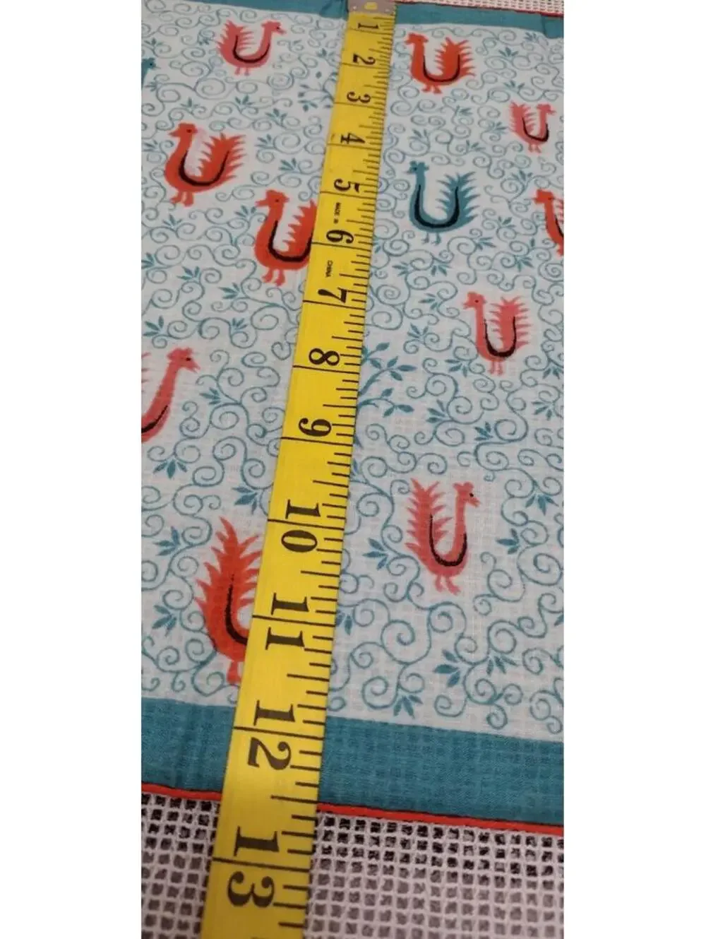 1950s Hankie FAITH AUSTIN Mid Century Colors Birds Peacock Rooster Rare Birds